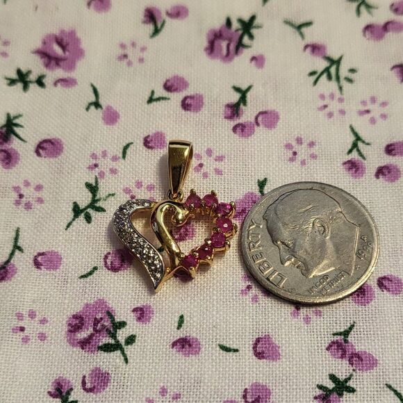 Ross Simons Ruby & Diamond Accent Heart Pendant - Picture 4 of 5